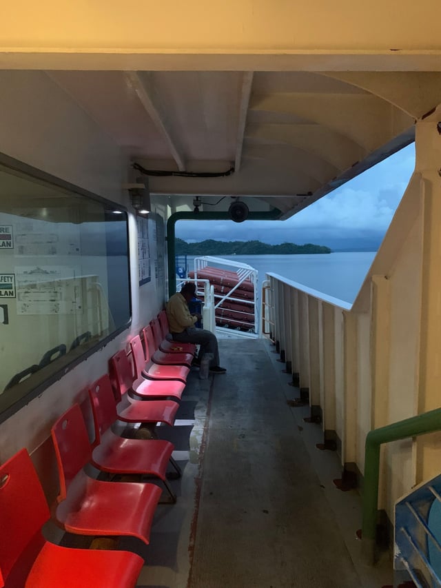 Passenger seated on the ferry from Paquera to Puntarenas in Costa Rica