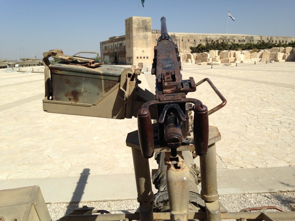 Machine gun exhibit at Latrun Tank Museum in Israel.