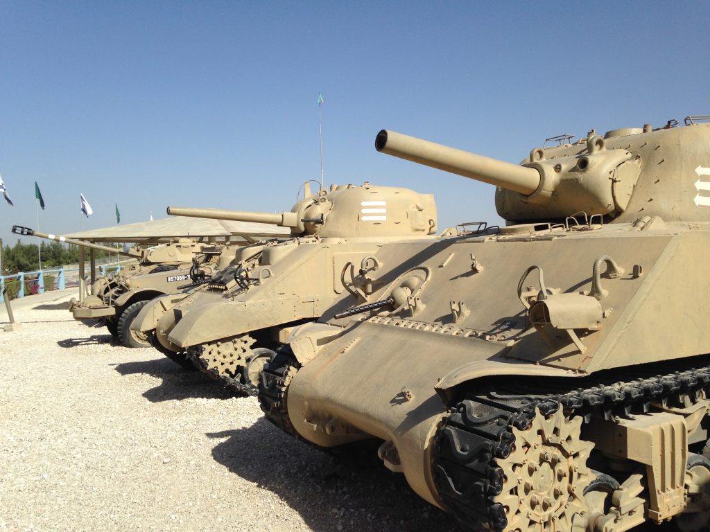 Tanks displayed at the Latrun Tank Museum in Israel.